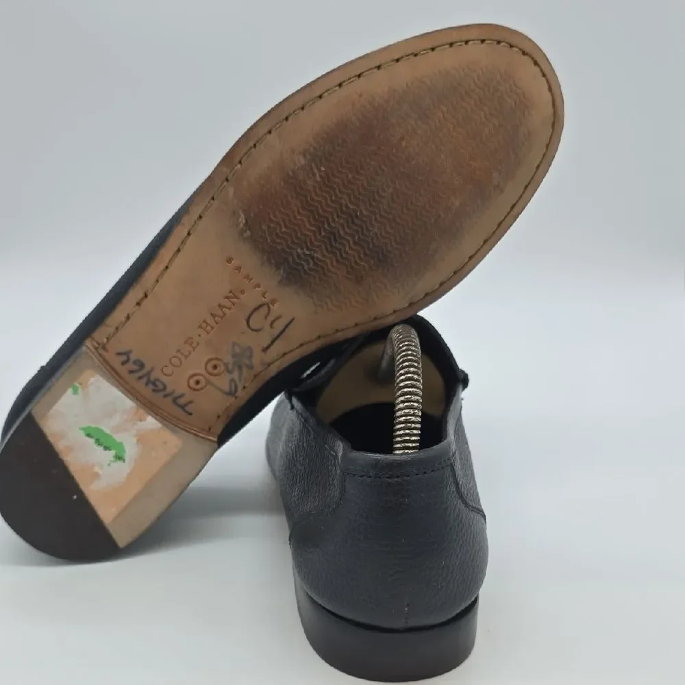 Cole Haan Black Pebbled Leather Slip-On Penny Loafers